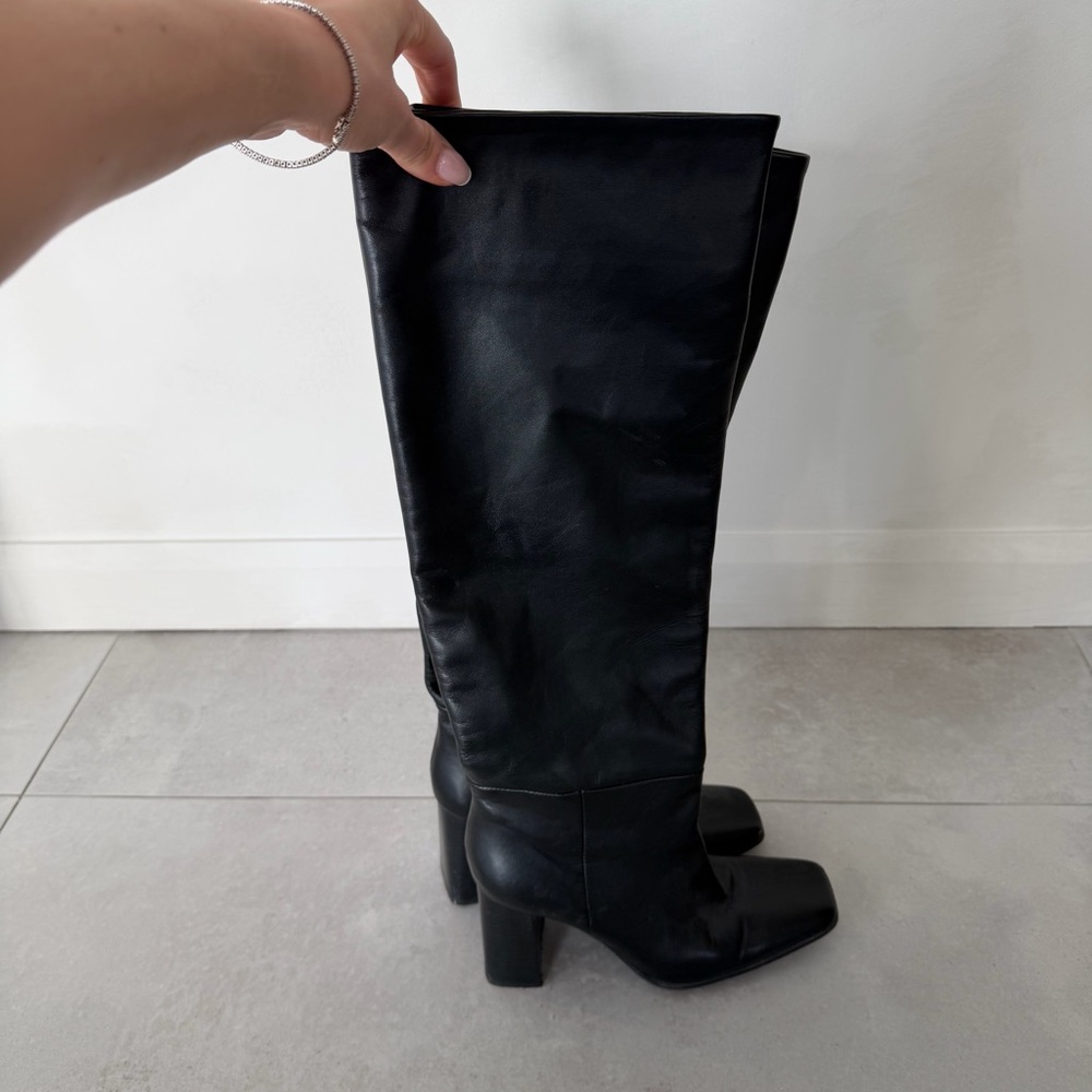 Zara block heel knee Knee-High leather Boots - Picture 6 of 7